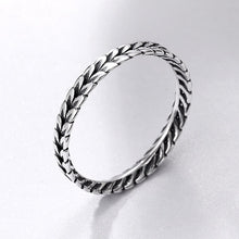 Load image into Gallery viewer, 925 Sterling Silver Stackable Ring Wheat Shape Arrow Finger Ring Women Vintage Sterling Silver Jewelry SCR139
