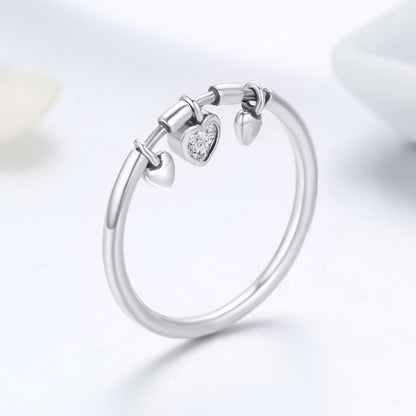 New Arrival 925 Sterling Silver Glittering Heart Clear CZ Anel Female Ring Women Wedding Engagement Jewelry SCR215