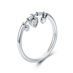 New Arrival 925 Sterling Silver Glittering Heart Clear CZ Anel Female Ring Women Wedding Engagement Jewelry SCR215