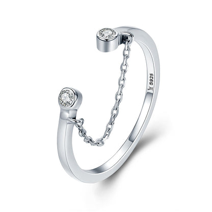 100% Real 925 Sterling Silver Tassel Adjustable Clear CZ Finger Ring Women Ring Sterling Silver Ring Jewelry SCR216