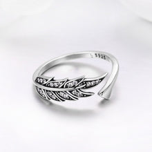 Load image into Gallery viewer, Hot Sale Authentic 925 Sterling Silver Feather Wings Adjustable Finger Ring for Women Sterling Silver Jewelry Gift SCR313