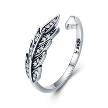 Load image into Gallery viewer, Hot Sale Authentic 925 Sterling Silver Feather Wings Adjustable Finger Ring for Women Sterling Silver Jewelry Gift SCR313
