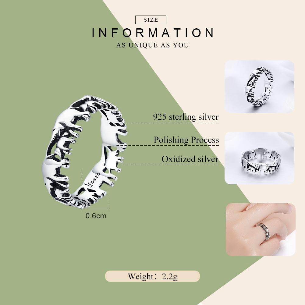 Trendy 100% 925 Sterling Silver Stackable Animal Collection Elephant Family Finger Rings for Women Silver Jewelry SCR344
