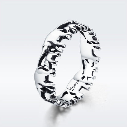 Trendy 100% 925 Sterling Silver Stackable Animal Collection Elephant Family Finger Rings for Women Silver Jewelry SCR344