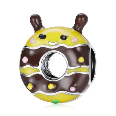 925 Sterling Silver Colourful Enamel Bee Donut Bead Charm