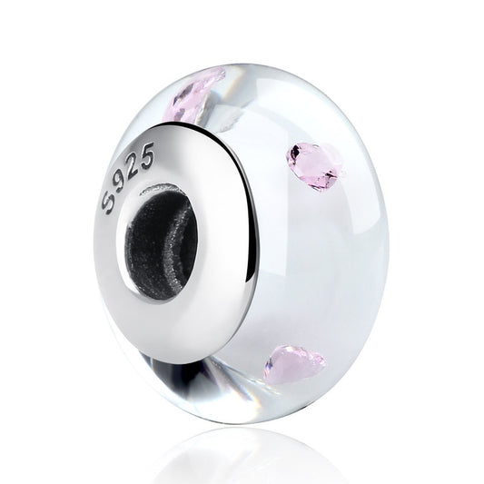 DIY Charm 925 Sterling Silver White European Glass Beads Murano Charms Fit BME Bracelets Necklaces Accessories SCZ004