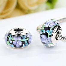 Load image into Gallery viewer, 925 Sterling Silver Colorful Flower Pattern European Glass Beads Charms for Women DIY Bracelets &amp; Necklaces SCZ009