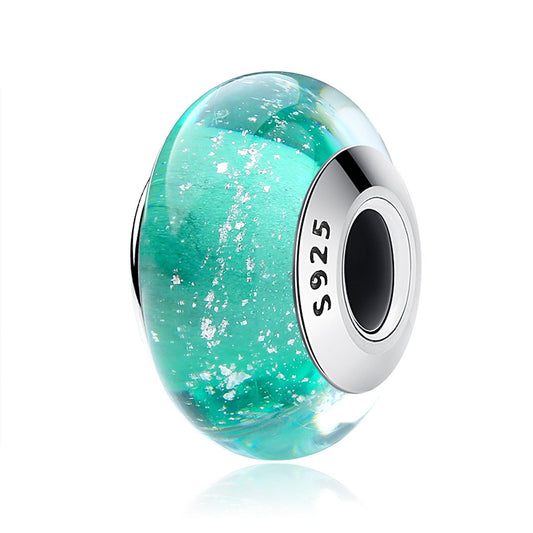 925 Sterling Silver Green Murano Glass Beads Charm Bracelet Authentic Silver Jewelry S925 SCZ021