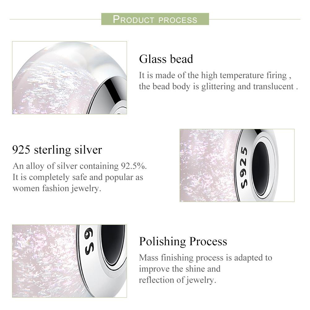 Genuine 925 Sterling Silver White Pattern European Murano Glass Charm Beads fit Women Bracelets & Bangles Jewelry SCZ065