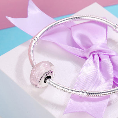 Genuine 925 Sterling Silver White Pattern European Murano Glass Charm Beads fit Women Bracelets & Bangles Jewelry SCZ065