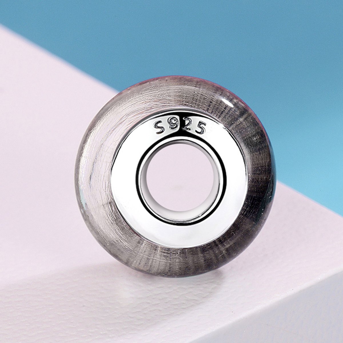 Genuine 925 Sterling Silver Black Pattern European Murano Glass Charm Beads fit Women Bracelets & Bangles Jewelry SCZ066