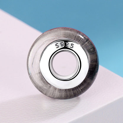 Genuine 925 Sterling Silver Black Pattern European Murano Glass Charm Beads fit Women Bracelets & Bangles Jewelry SCZ066