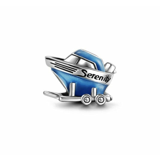 Blue Enamel Motor Boat Bead Charm