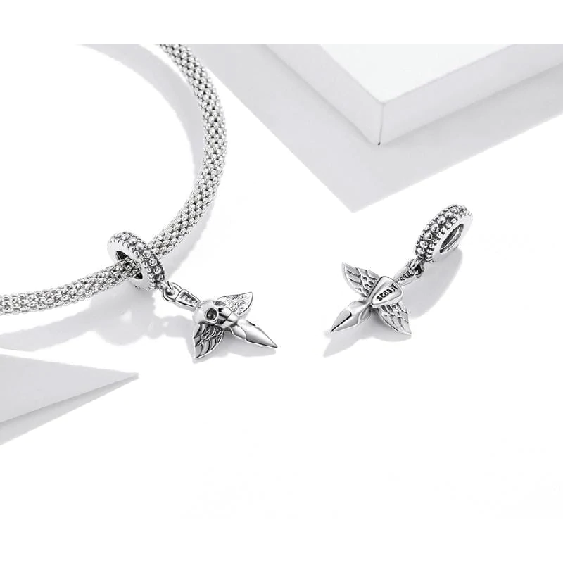 Skull and Wings Knife Dangle Charm