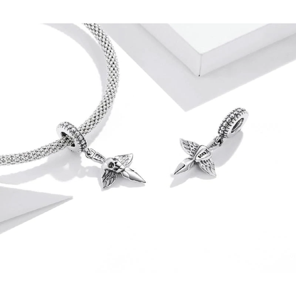 Skull and Wings Knife Dangle Charm