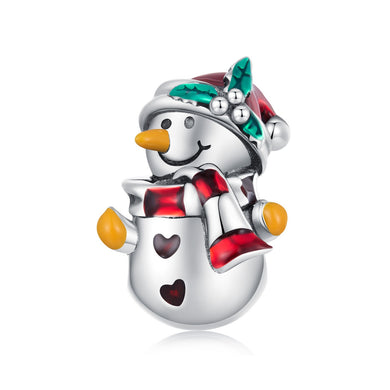 925 Sterling Silver Festive Snowman Christmas Bead Charm