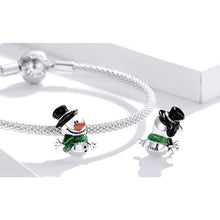 Load image into Gallery viewer, 925 Sterling Silver Colourful Snowman Christmas Bead Charm