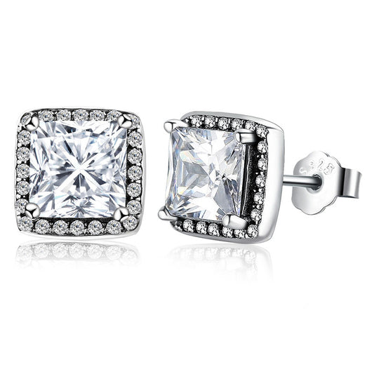 Square Cz Stud Earrings