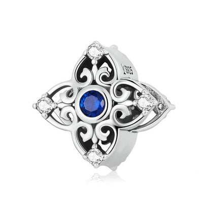 Blue CZ Openwork Vintage Retro Bead Charm