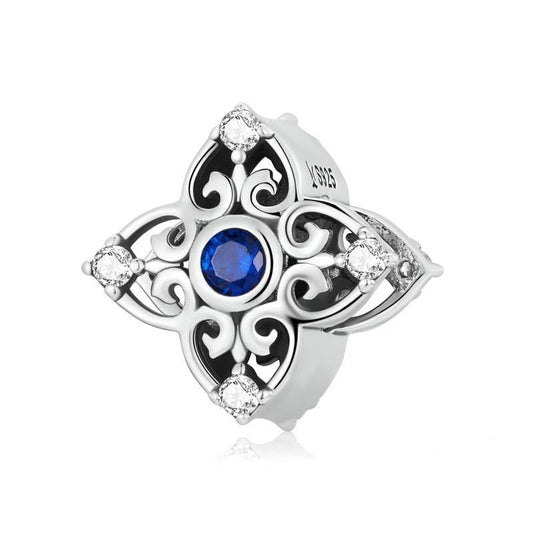 Blue CZ Openwork Vintage Retro Bead Charm