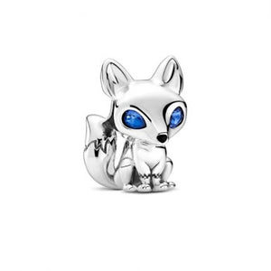 925 Sterling Silver Blue Eyed Fox Bead Charm